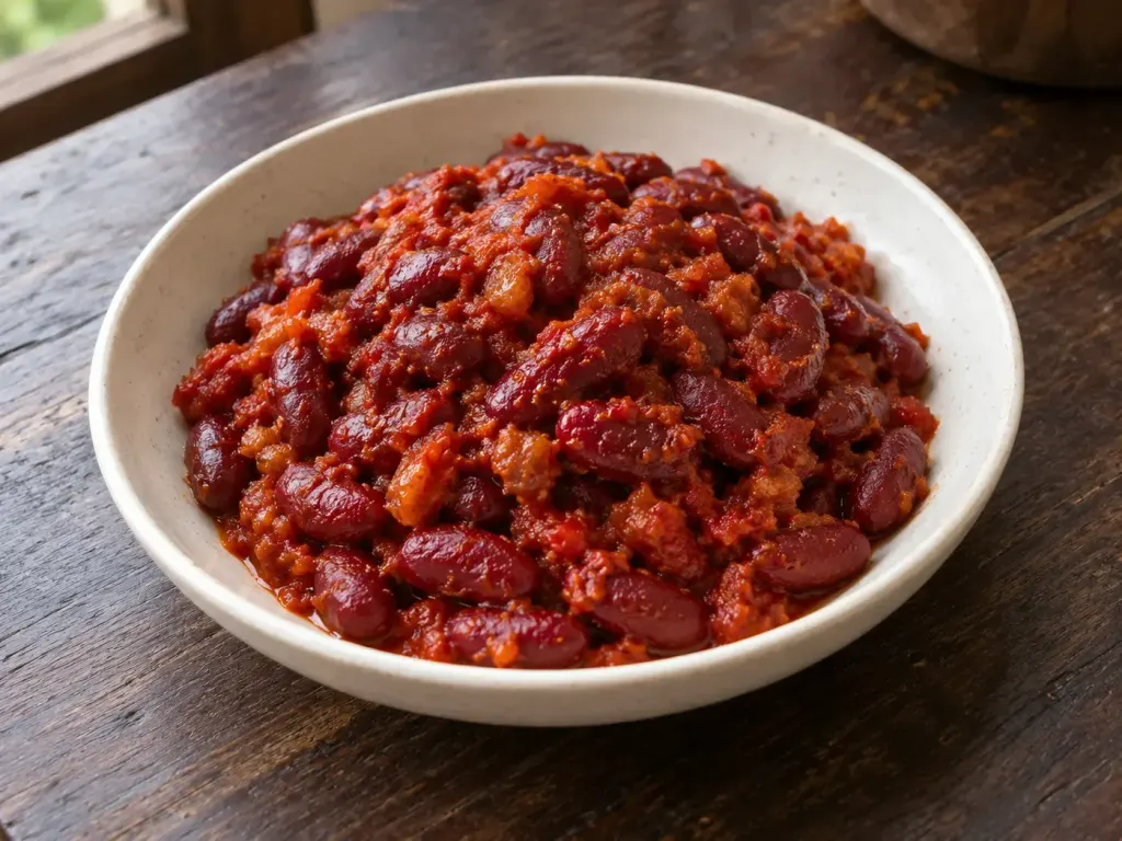 Ilustrasi AI kacang merah matang dengan bumbu balado